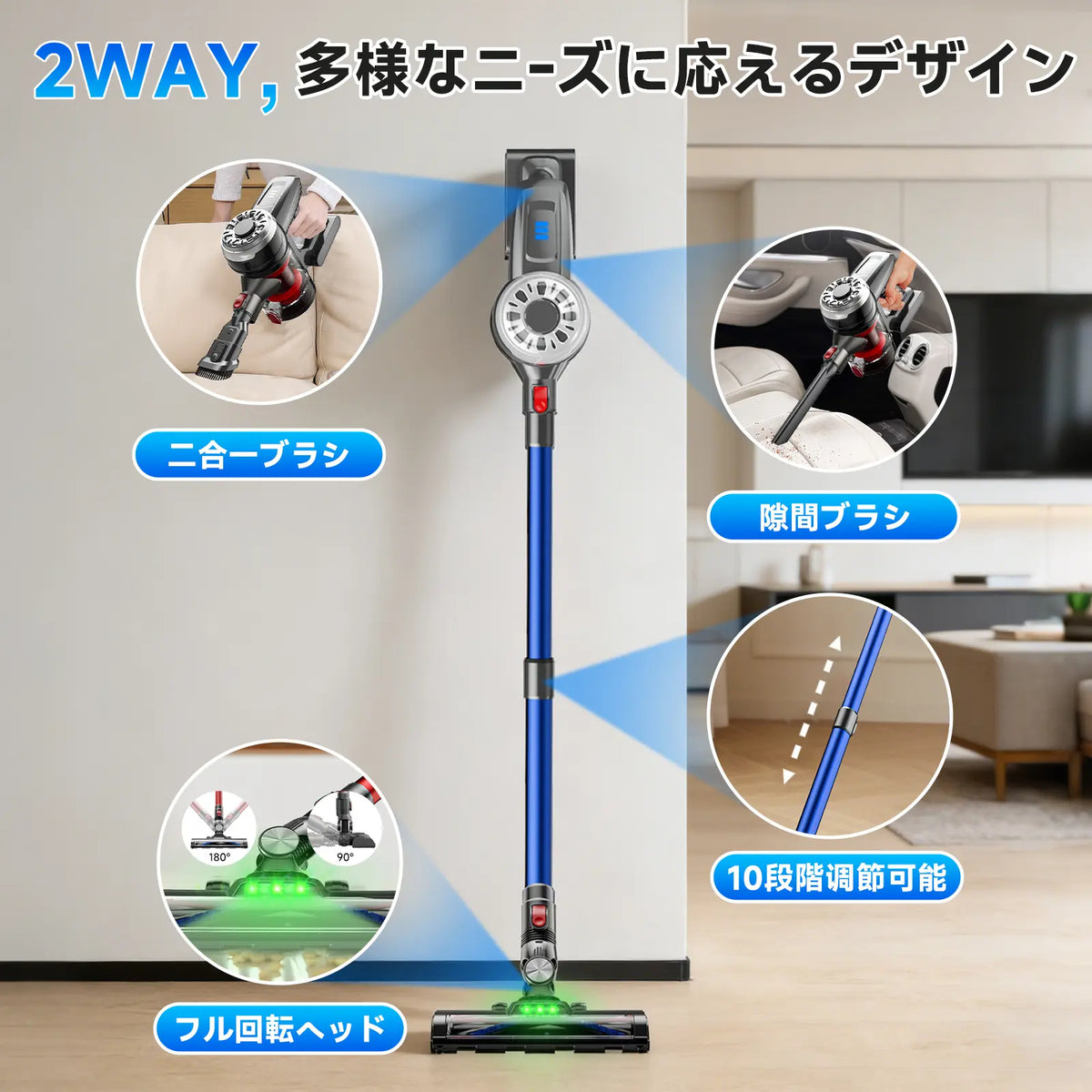 Claermax™ A7 強力コードレス掃除機｜6重サイクロン・H13 HEPA・45分連続稼働