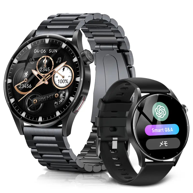 【2026最新・第3世代】FOSMET QS40 スマートウォッチ｜AMOLED・サファイアガラス・10日間バッテリー・通話対応・3ATM防水