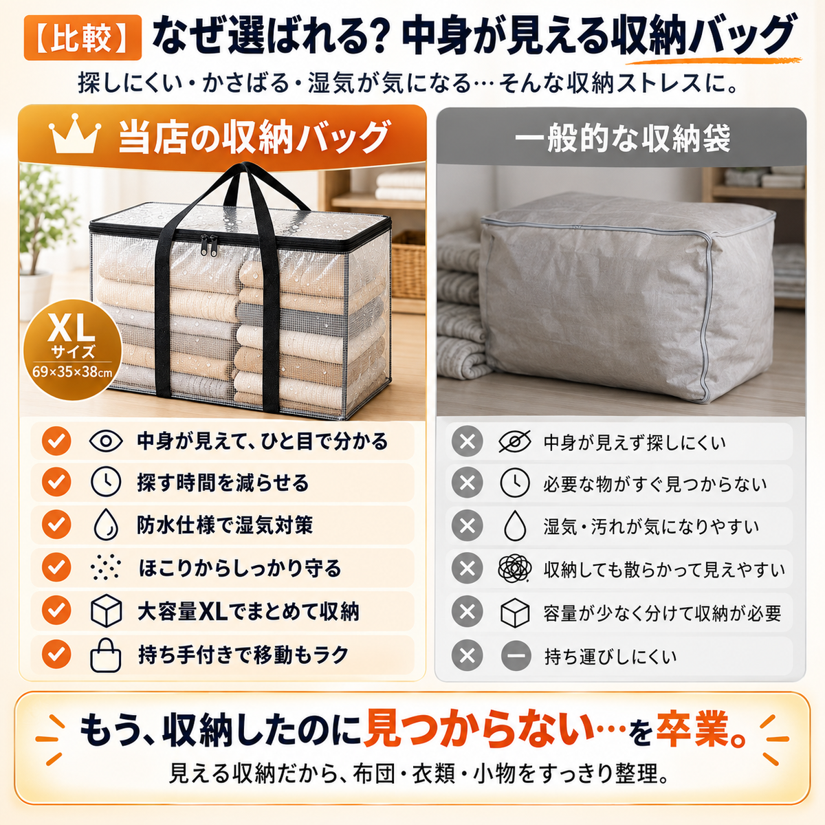 【大容量】中身が見える収納バッグ