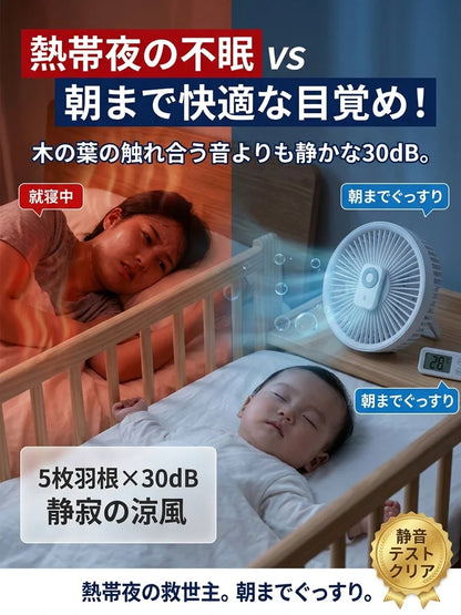 EcoFan™ USB充電式扇風機 リモコン付き 卓上・車内・アウトドア兼用