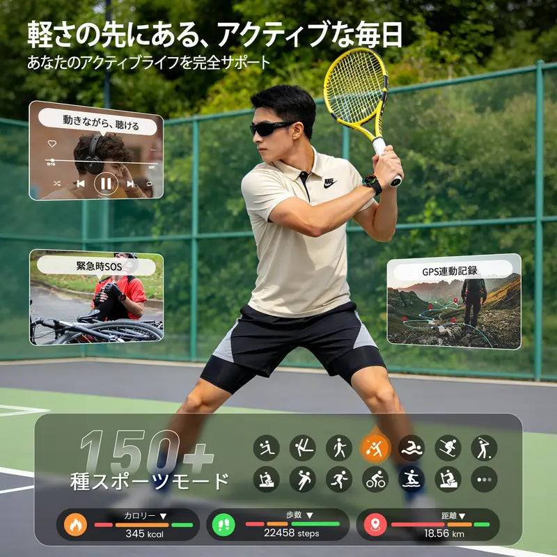 【2026最新・第3世代】FOSMET QS40 スマートウォッチ｜AMOLED・サファイアガラス・10日間バッテリー・通話対応・3ATM防水
